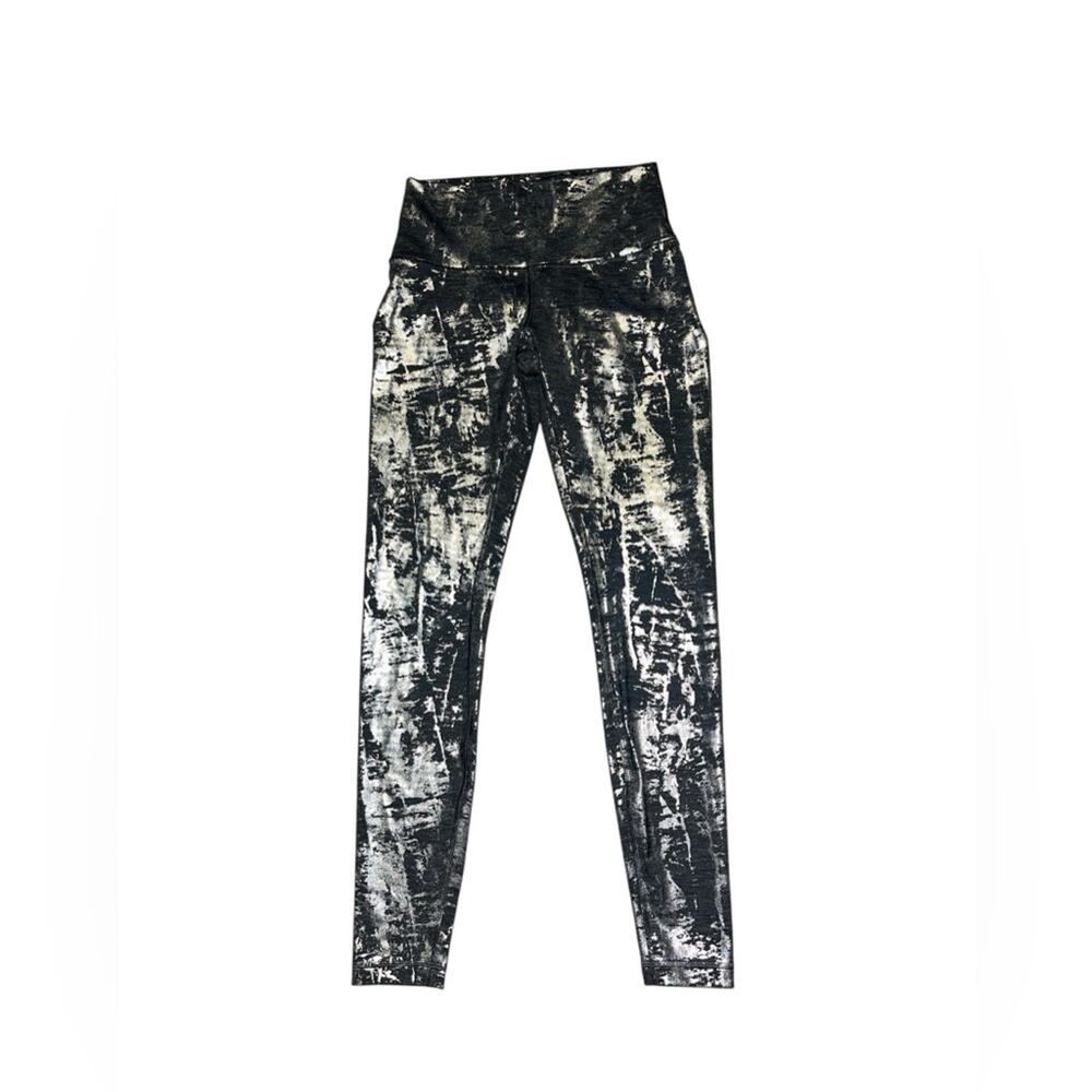 lululemon Leggings RARE Print Metallic Silver 6 Pants Wunder Under HR Tight Foil - Picture 2 of 5